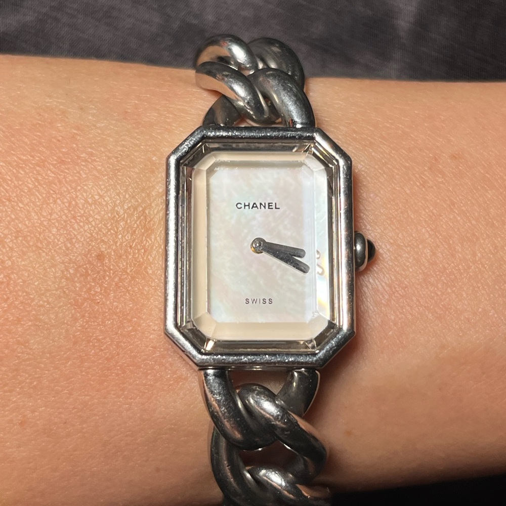 CHANEL Paris Premiere Ladies Cuban Link Watch with Mother of Pearl Dial